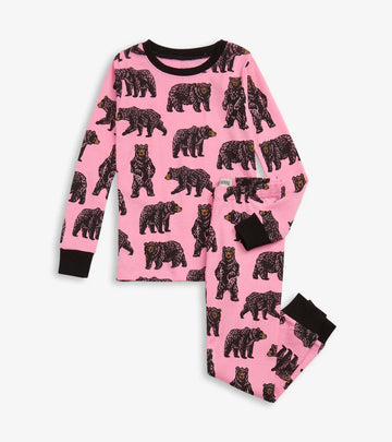 Little Blue House Girls Pink Wild Bears Pajama Set
